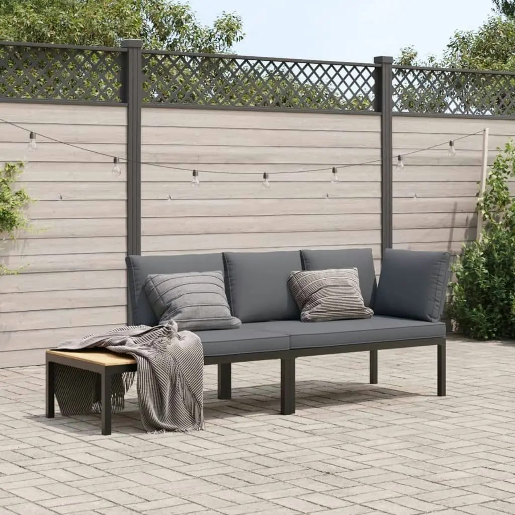 2 Piece Garden Sofa Set with Cushions Black Aluminium 3283684