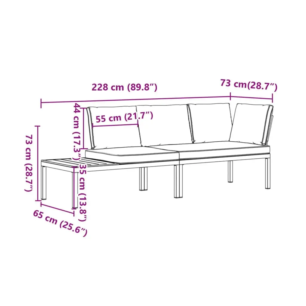 2 Piece Garden Sofa Set with Cushions Black Aluminium 3283684