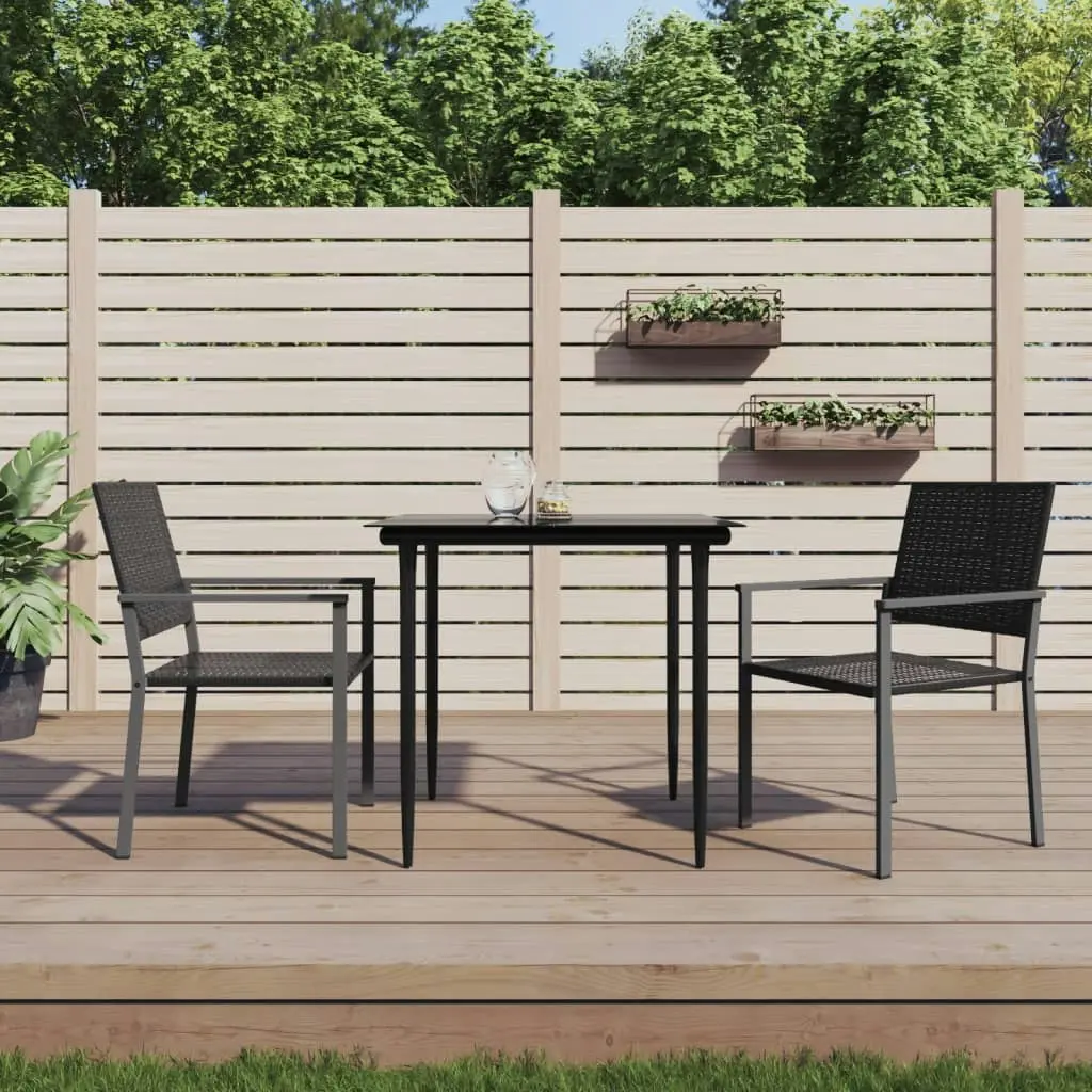 3 Piece Garden Dining Set Poly Rattan and Steel 3187003