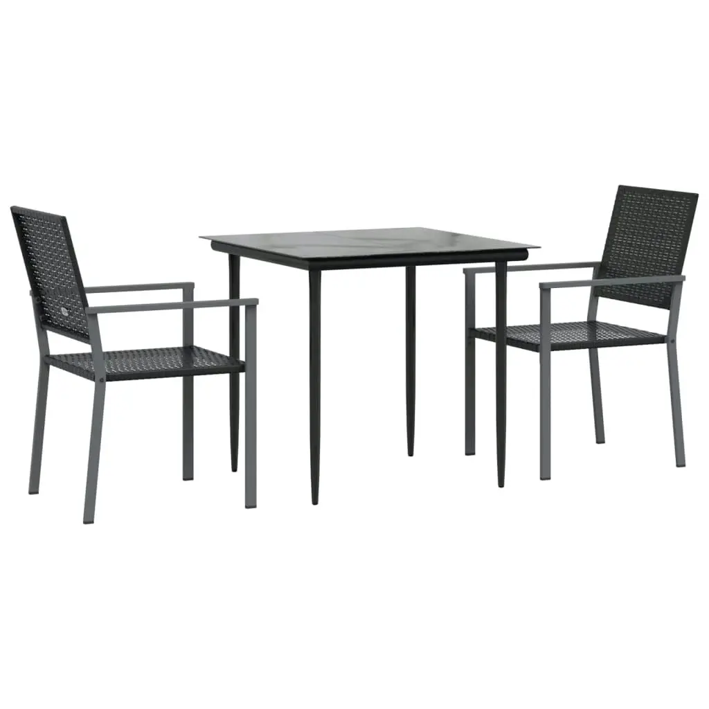 3 Piece Garden Dining Set Poly Rattan and Steel 3187003