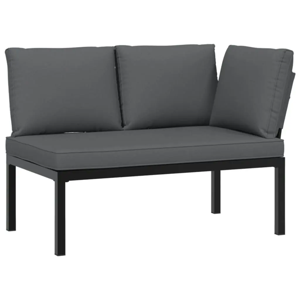 3 Piece Garden Sofa Set with Cushions Black Aluminium 3283707