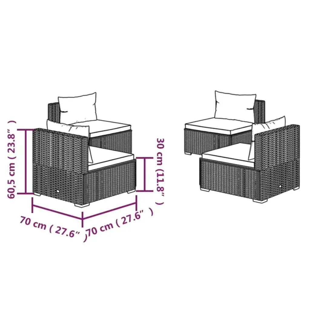 4 Piece Garden Lounge Set with Cushions Poly Rattan Brown 3101531