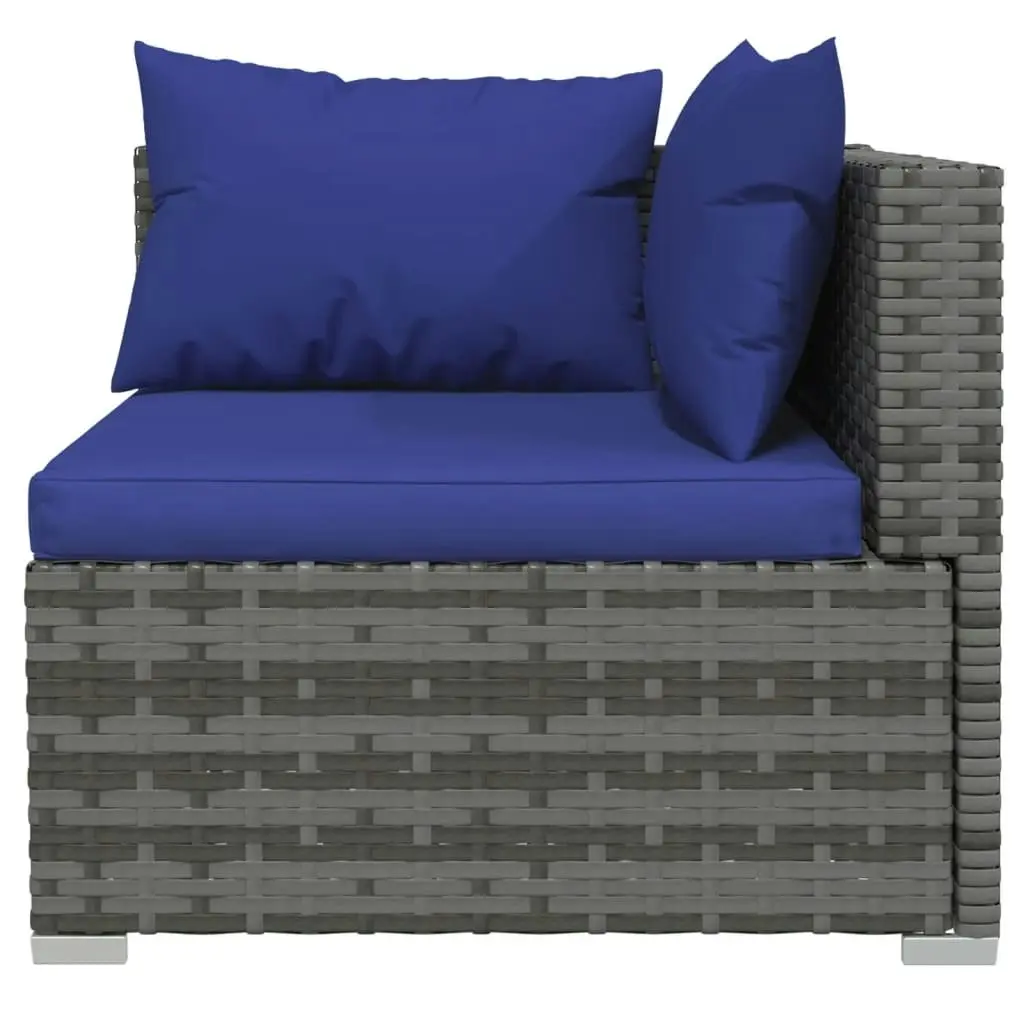 4 Piece Garden Lounge Set with Cushions Poly Rattan Grey 3101422