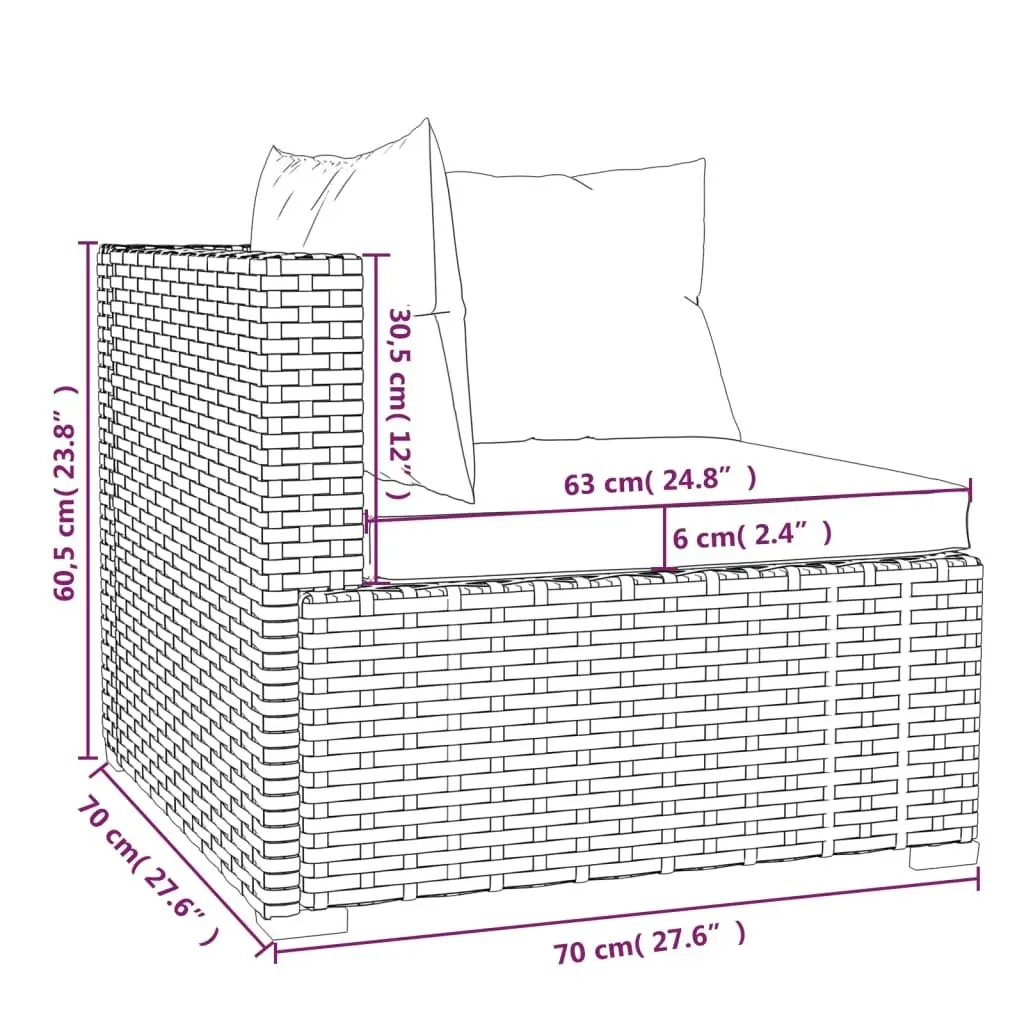 4 Piece Garden Lounge Set with Cushions Poly Rattan Grey 3101422