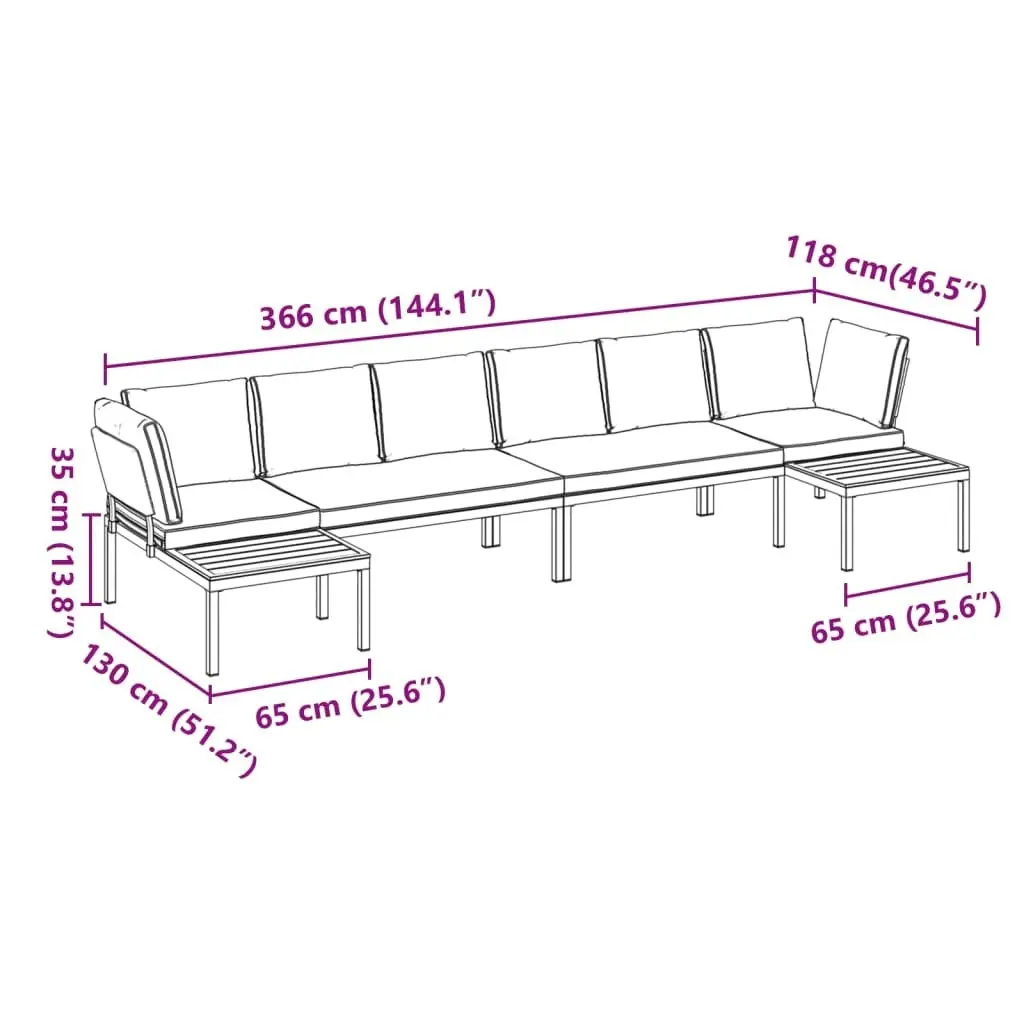 4 Piece Garden Sofa Set with Cushions Black Aluminium 3283697