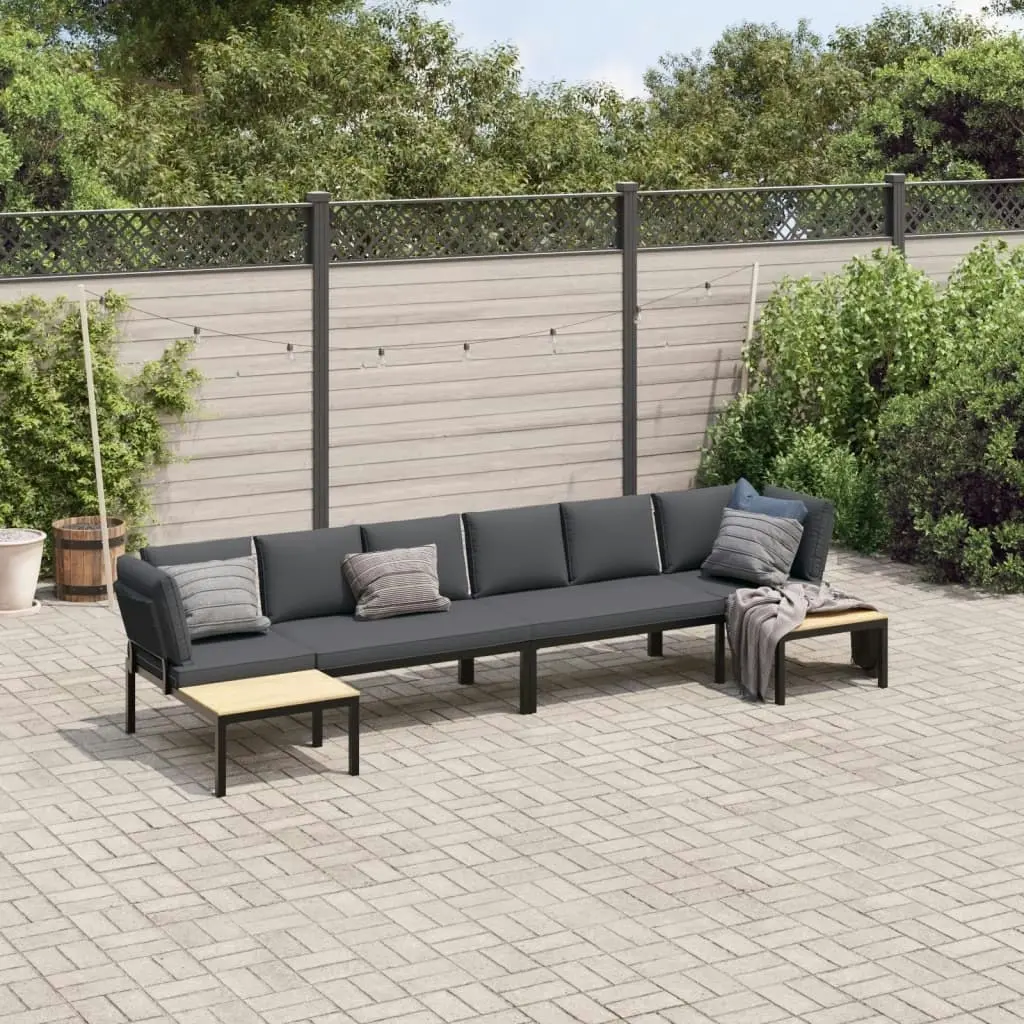 4 Piece Garden Sofa Set with Cushions Black Aluminium 3283697