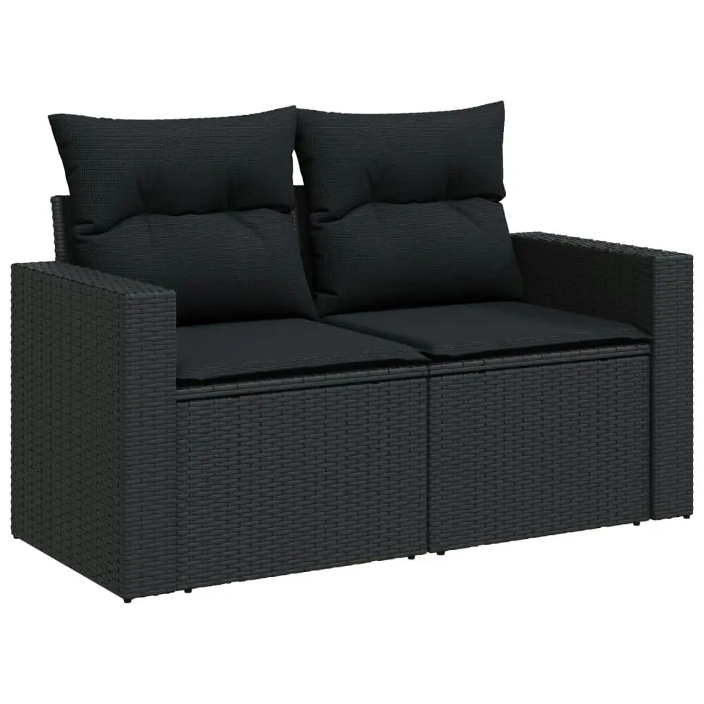 4 Piece Garden Sofa Set with Cushions Black Poly Rattan 3218895