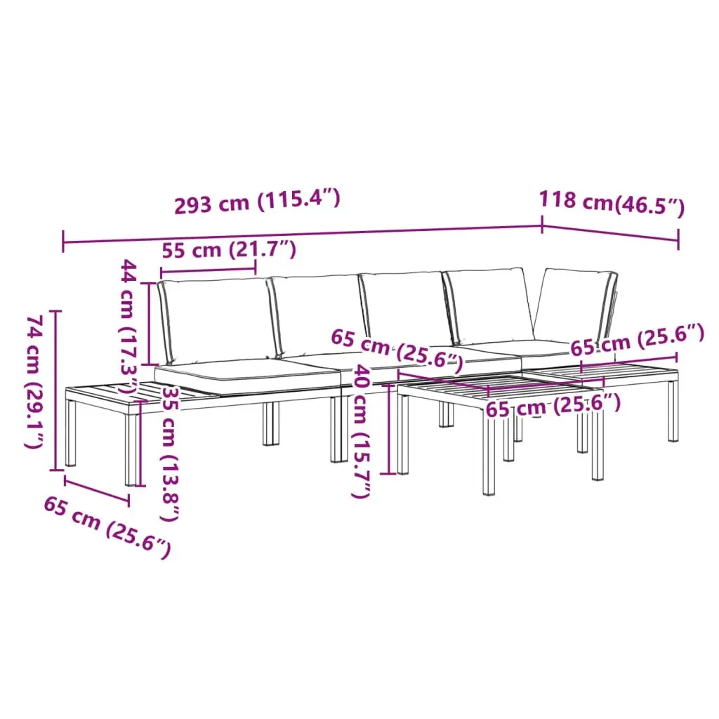 4 Piece Garden Sofa Set with Cushions Black Aluminium 3283706