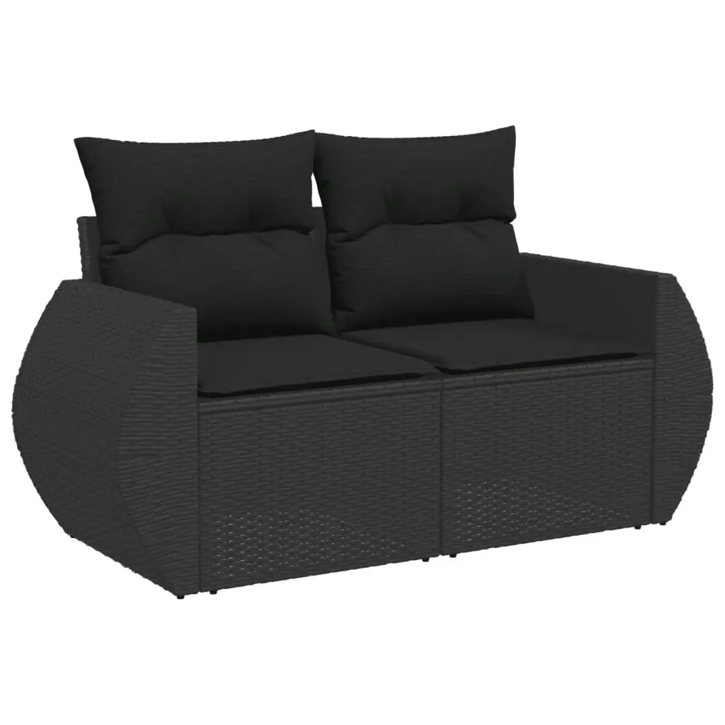 4 Piece Garden Sofa Set with Cushions Black Poly Rattan 3221264