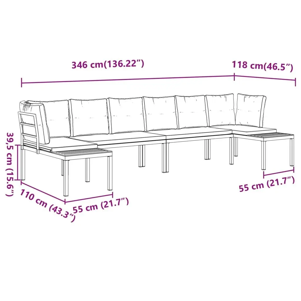 4 Piece Garden Sofa Set with Cushions Black Powder-coated Steel 3283669