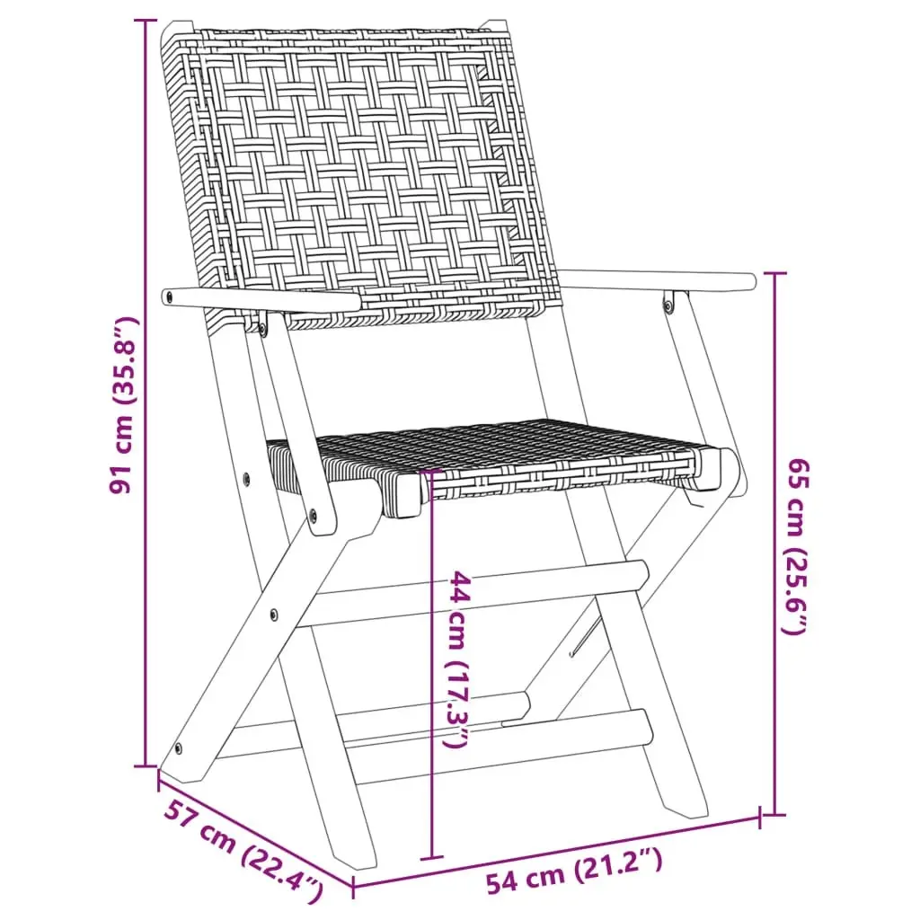 3 Piece Bistro Set Black Poly Rattan and Solid Wood 3281790