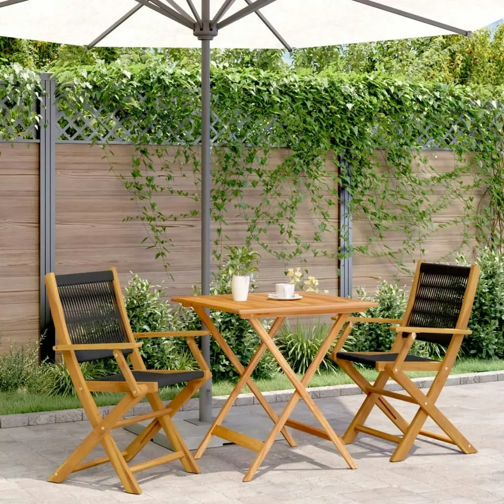 3 Piece Bistro Set Black Polypropylene and Solid Wood 3281877