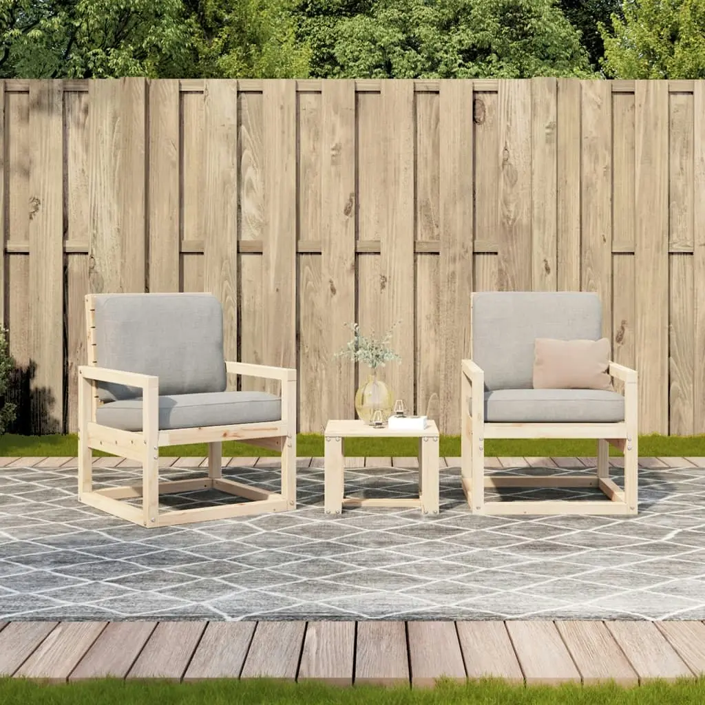 3 Piece Garden Lounge Set Solid Wood Pine 832552