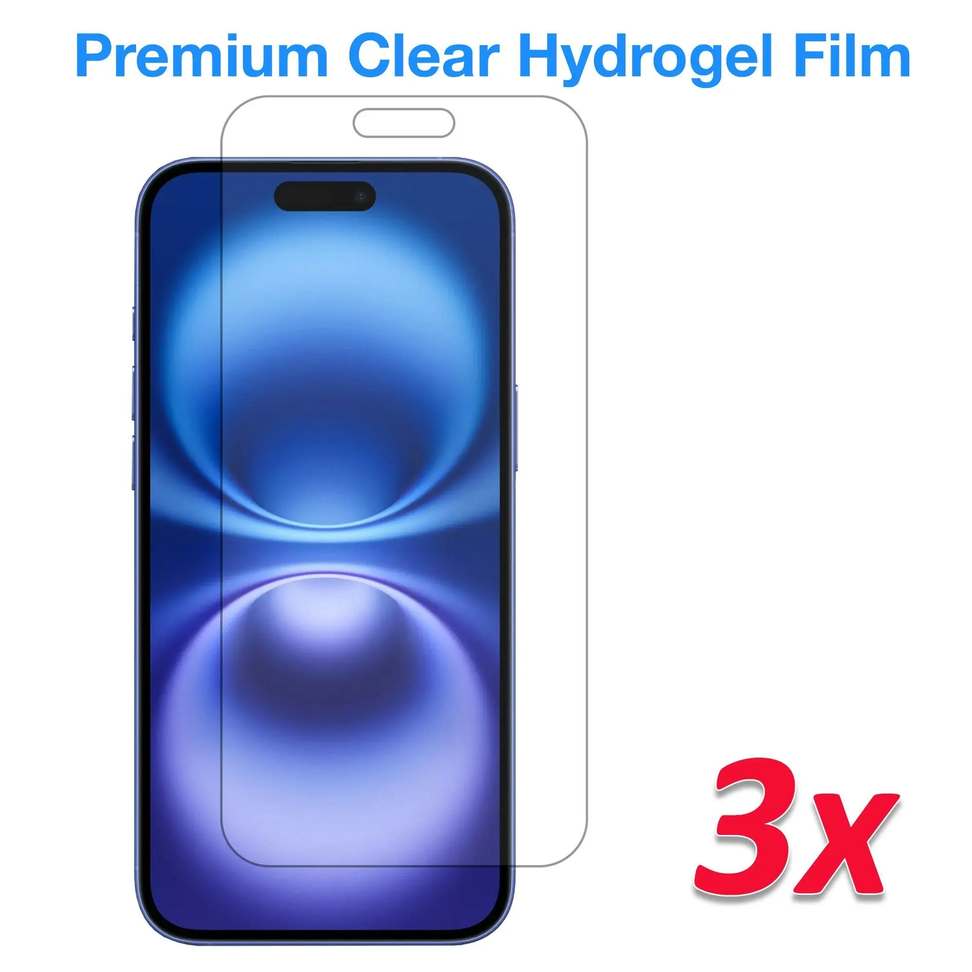 [3 Pack] MEZON iPhone 16 (6.1") Premium Hydrogel Clear Edge-to-Edge Full Coverage Screen Protector Film