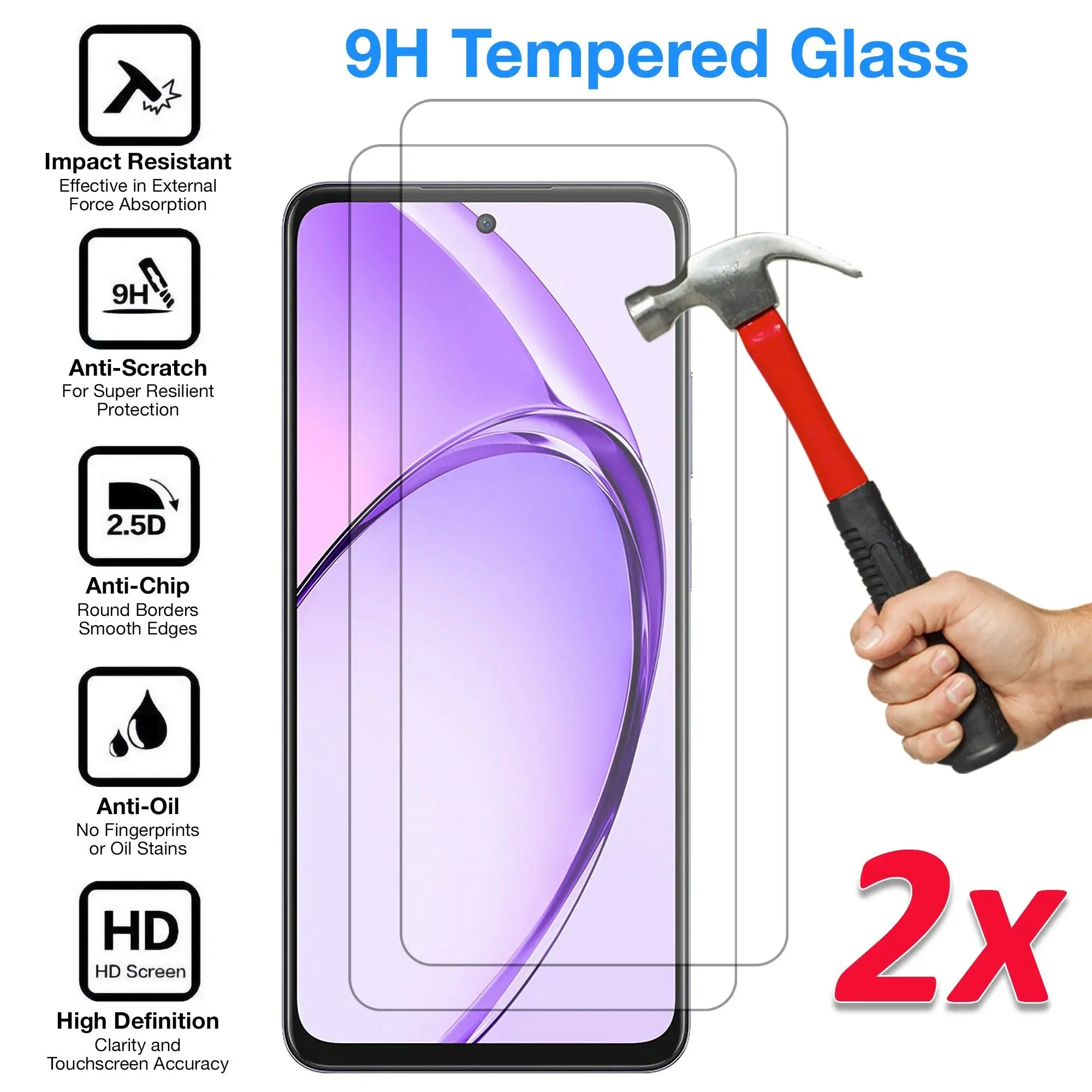 [2 Pack] MEZON Tempered Glass for OPPO A80 5G Crystal Clear Premium 9H HD Case Friendly Screen Protector (OPPO A80 5G, 9H)