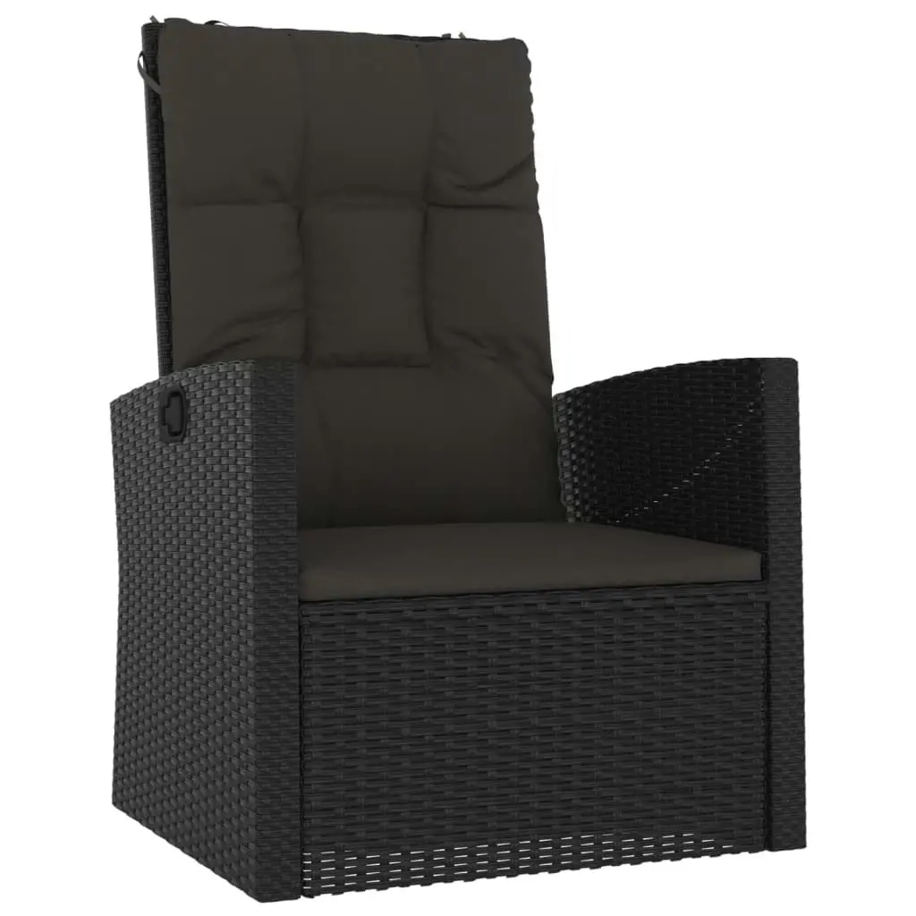 4 Piece Garden Lounge Set with Cushions Black Poly Rattan 362179