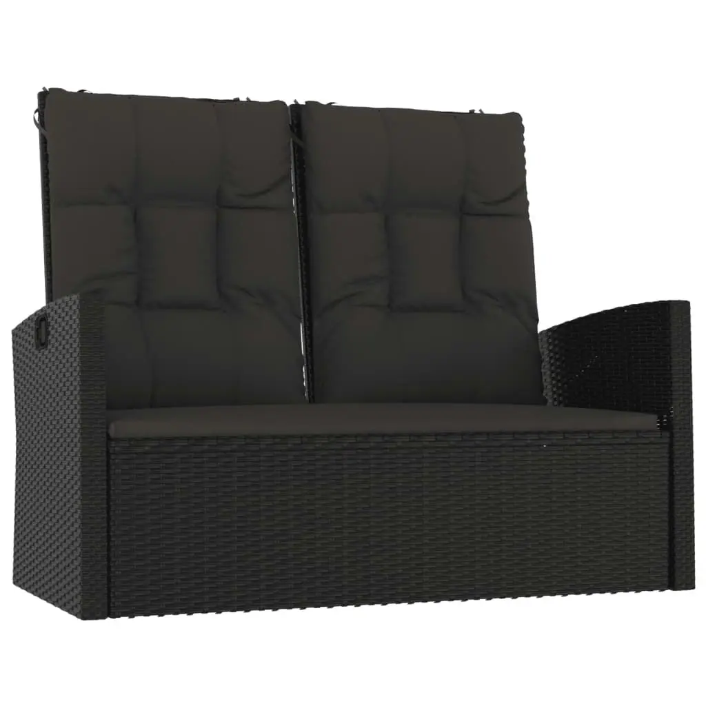 4 Piece Garden Lounge Set with Cushions Black Poly Rattan 362179