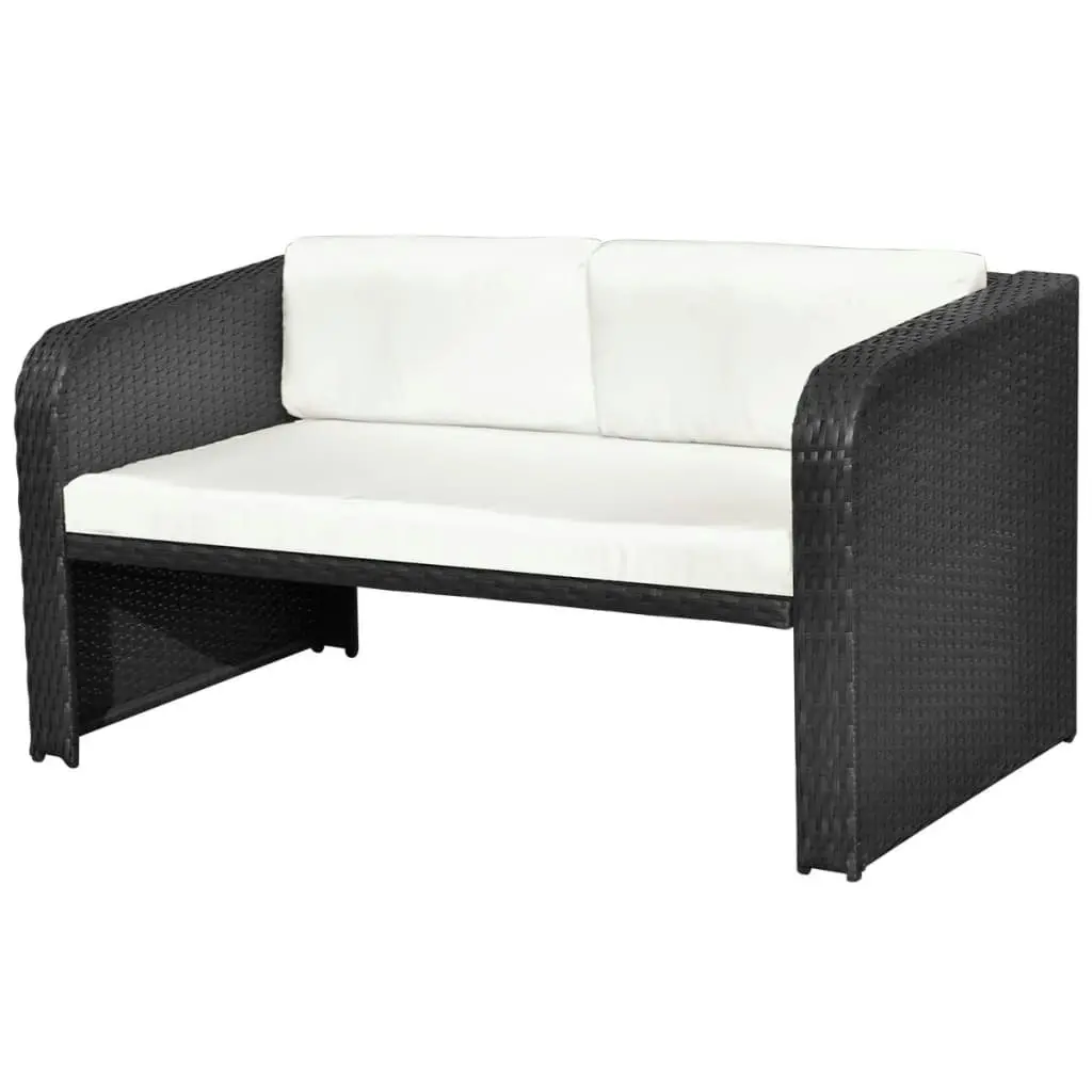 4 Piece Garden Lounge Set with Cushions Poly Rattan Black 42481