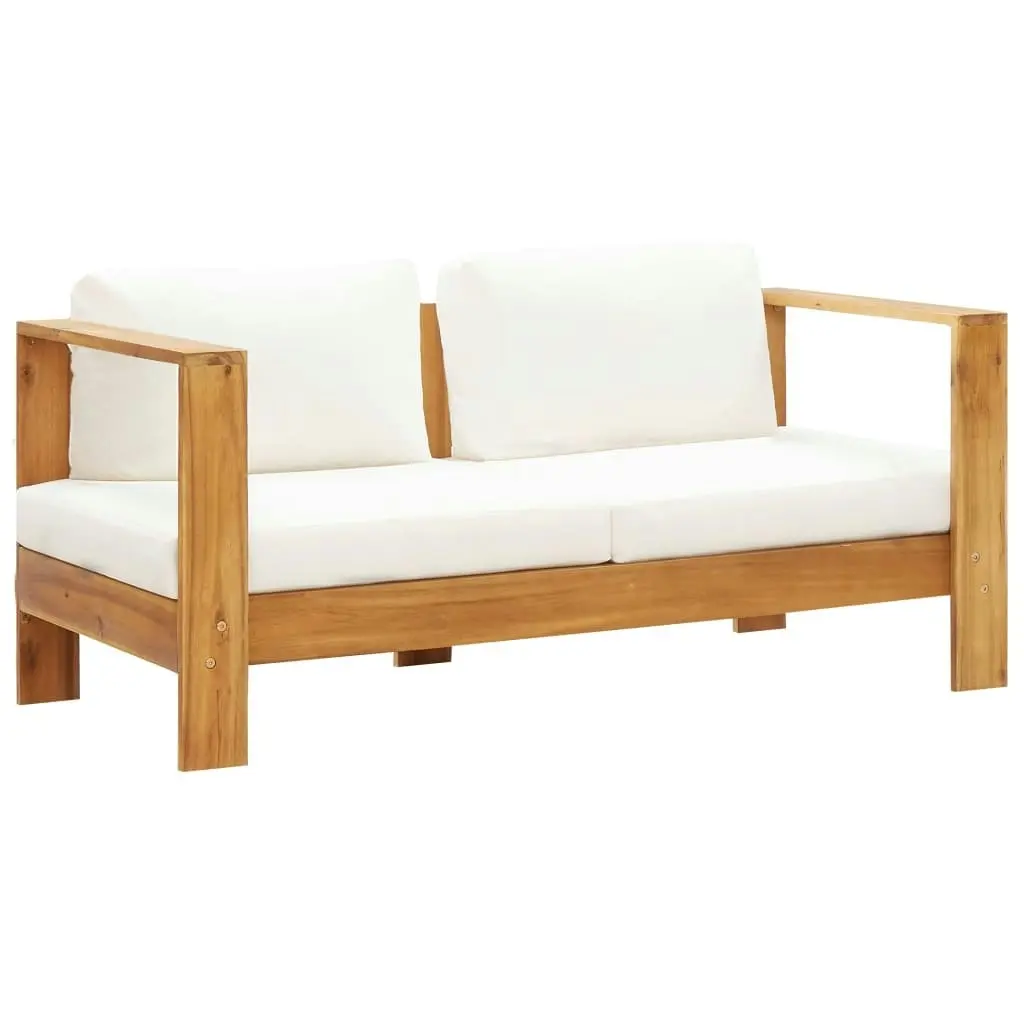 4 Piece Garden Lounge Set with Cushions Cream Solid Acacia Wood 278915