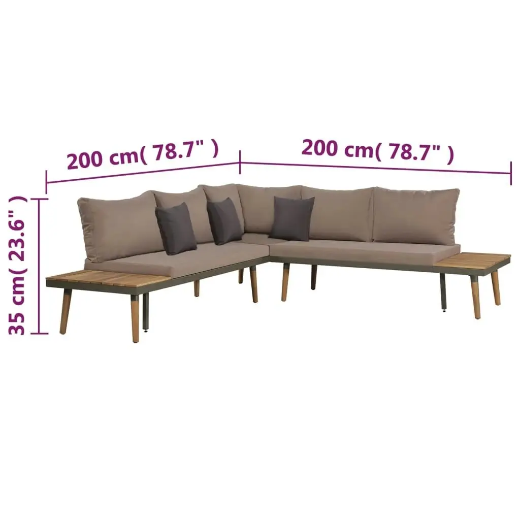 4 Piece Garden Lounge Set with Cushions Solid Acacia Wood Brown 44240