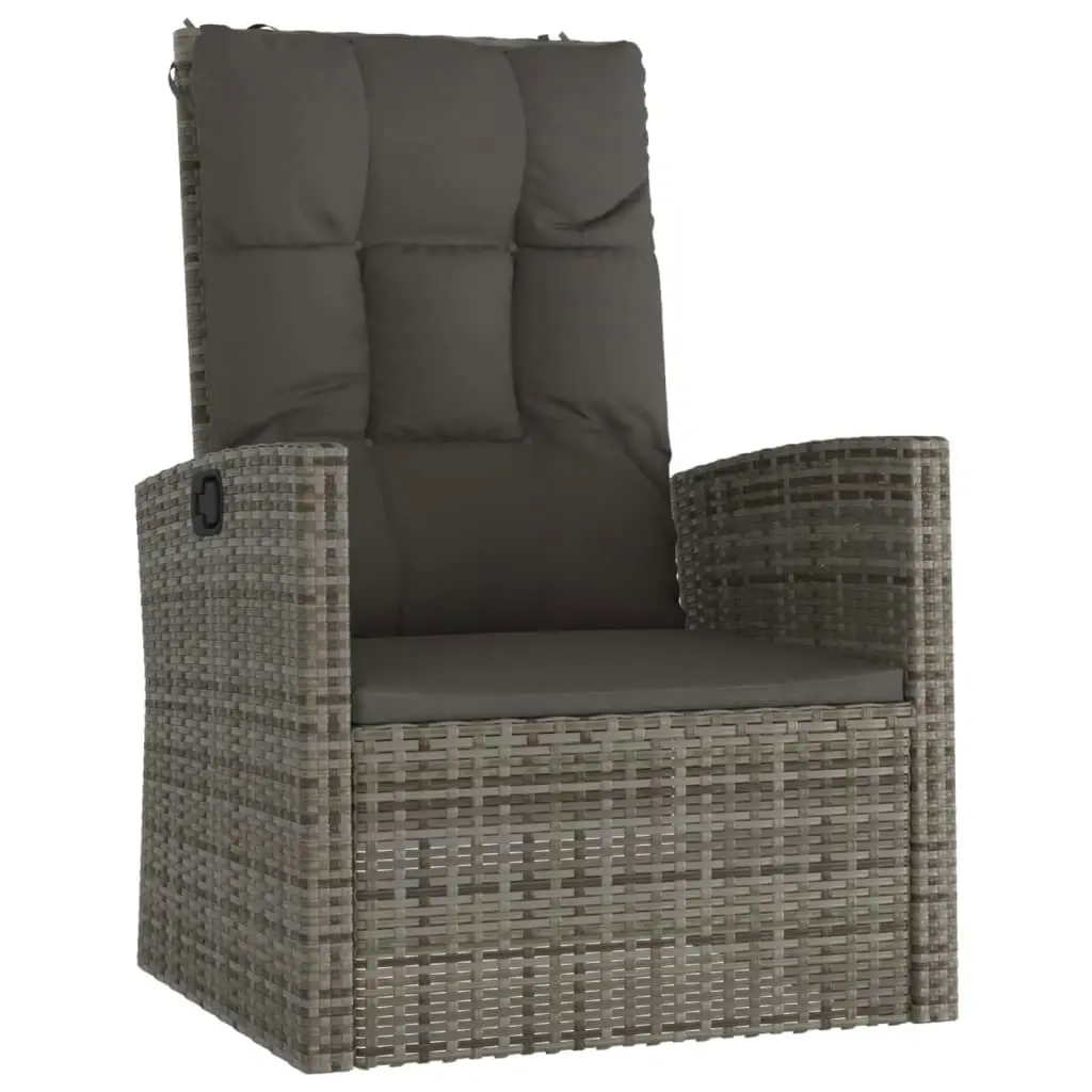 4 Piece Garden Lounge Set with Cushions Grey Poly Rattan 362180