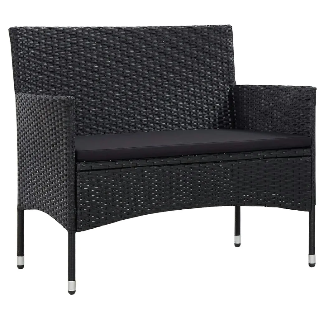 4 Piece Garden Lounge Set with Cushions Poly Rattan Black 45813