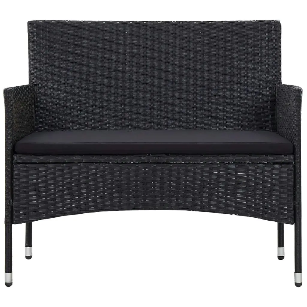 4 Piece Garden Lounge Set with Cushions Poly Rattan Black 45813