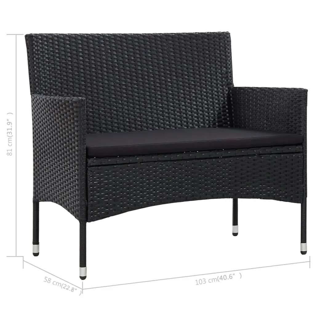 4 Piece Garden Lounge Set with Cushions Poly Rattan Black 45813