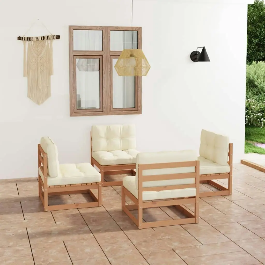 4 Piece Garden Lounge Set with Cushions Solid Pinewood 3076312