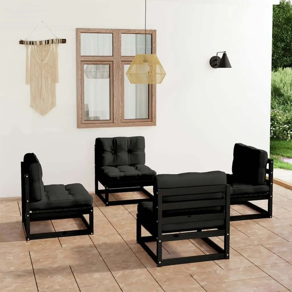 4 Piece Garden Lounge Set with Cushions Solid Pinewood 3076313