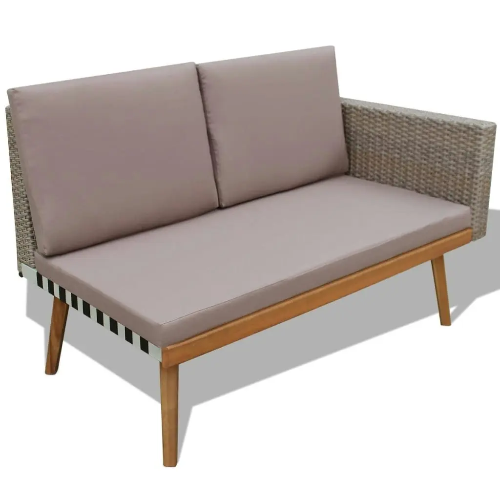 4 Piece Garden Lounge Set with Cushions Poly Rattan Grey 43133