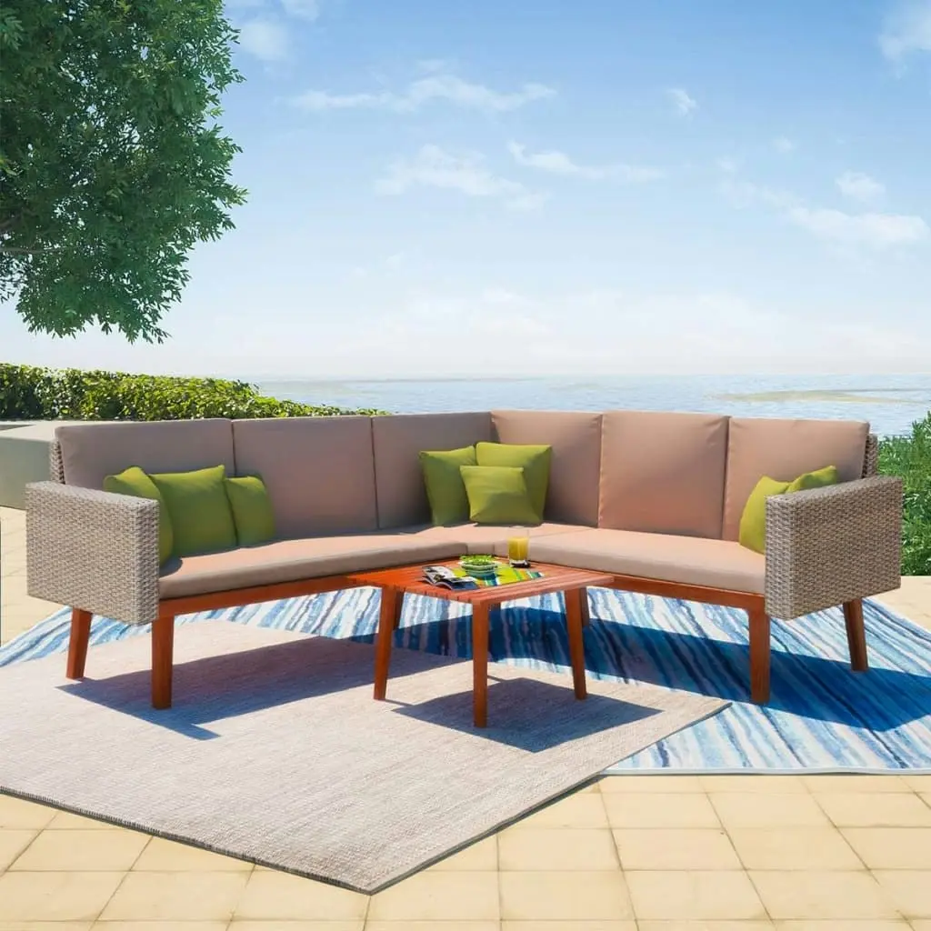 4 Piece Garden Lounge Set with Cushions Poly Rattan Grey 43133