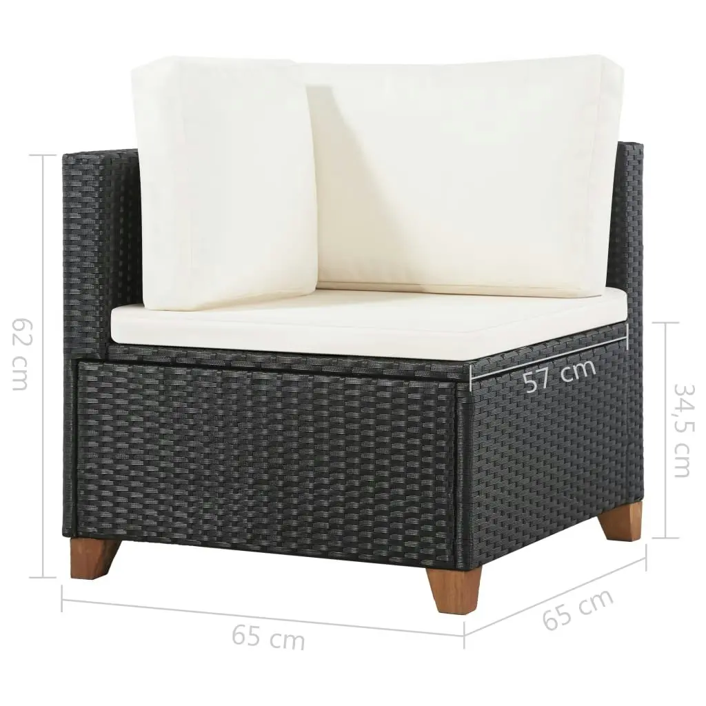 4 Piece Garden Lounge Set with Cushions Poly Rattan Black 44107