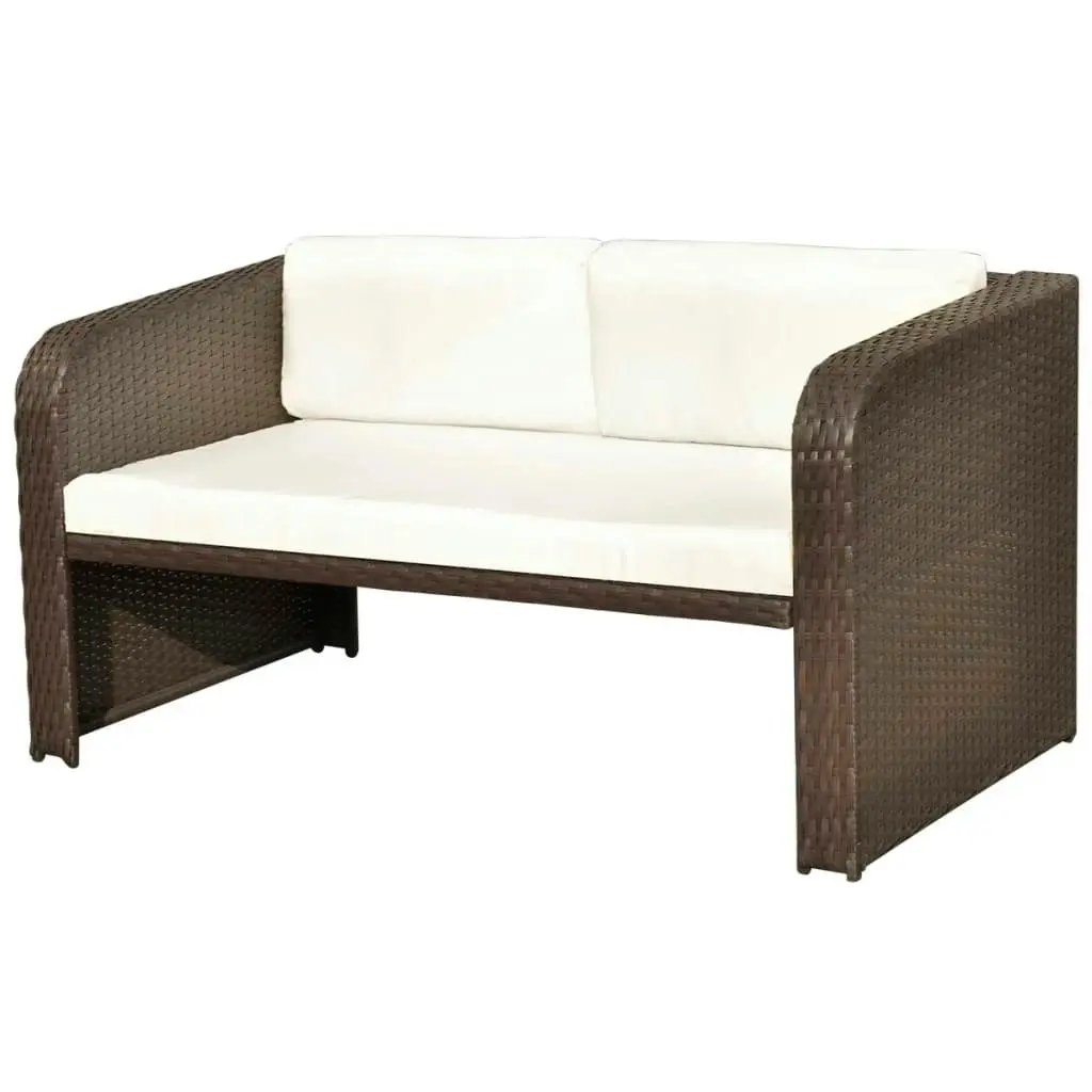 4 Piece Garden Lounge Set with Cushions Poly Rattan Brown 42480