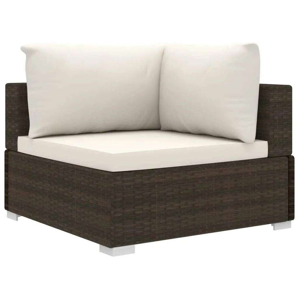 4 Piece Garden Lounge Set with Cushions Poly Rattan Brown 46777