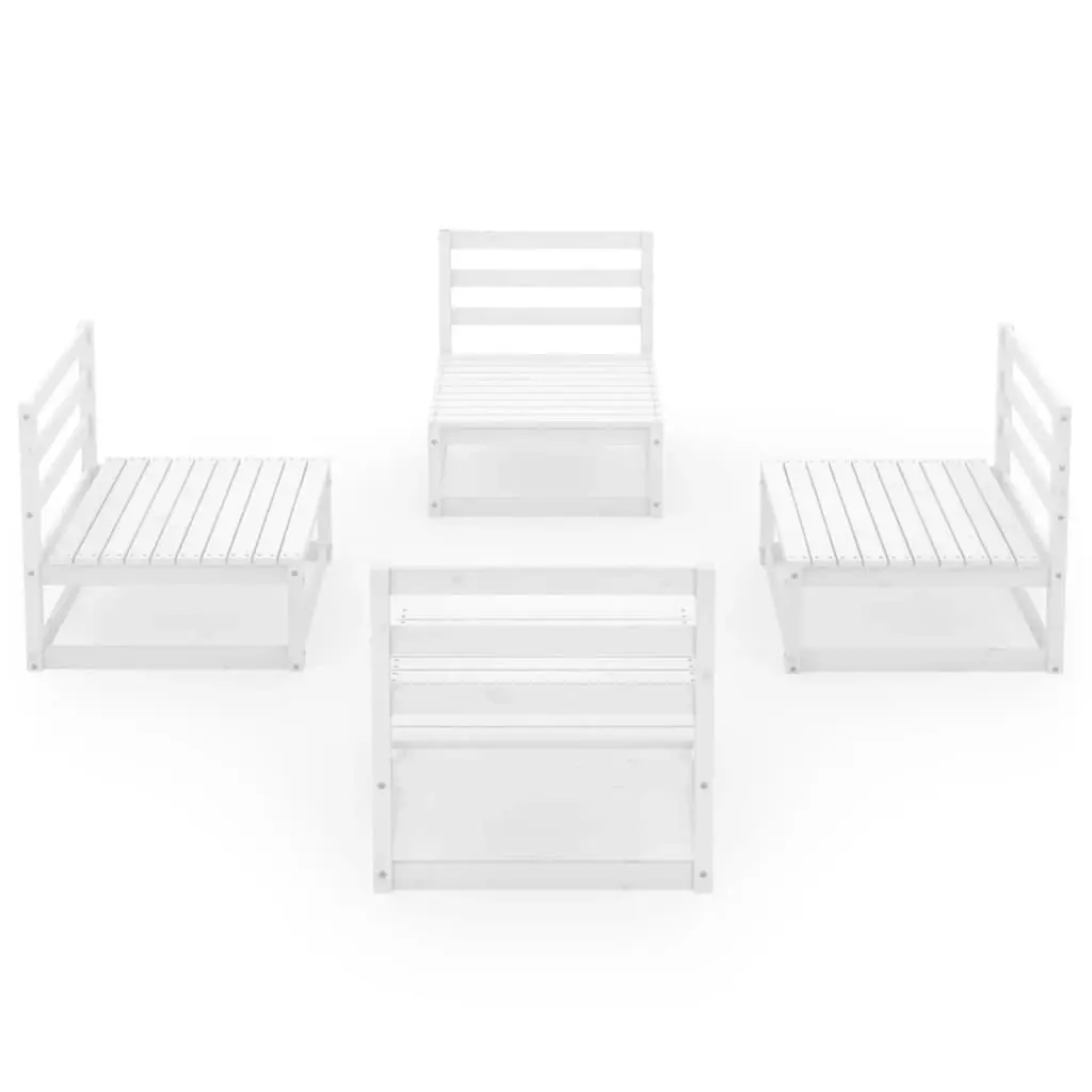 4 Piece Garden Lounge Set White Solid Pinewood 3075260