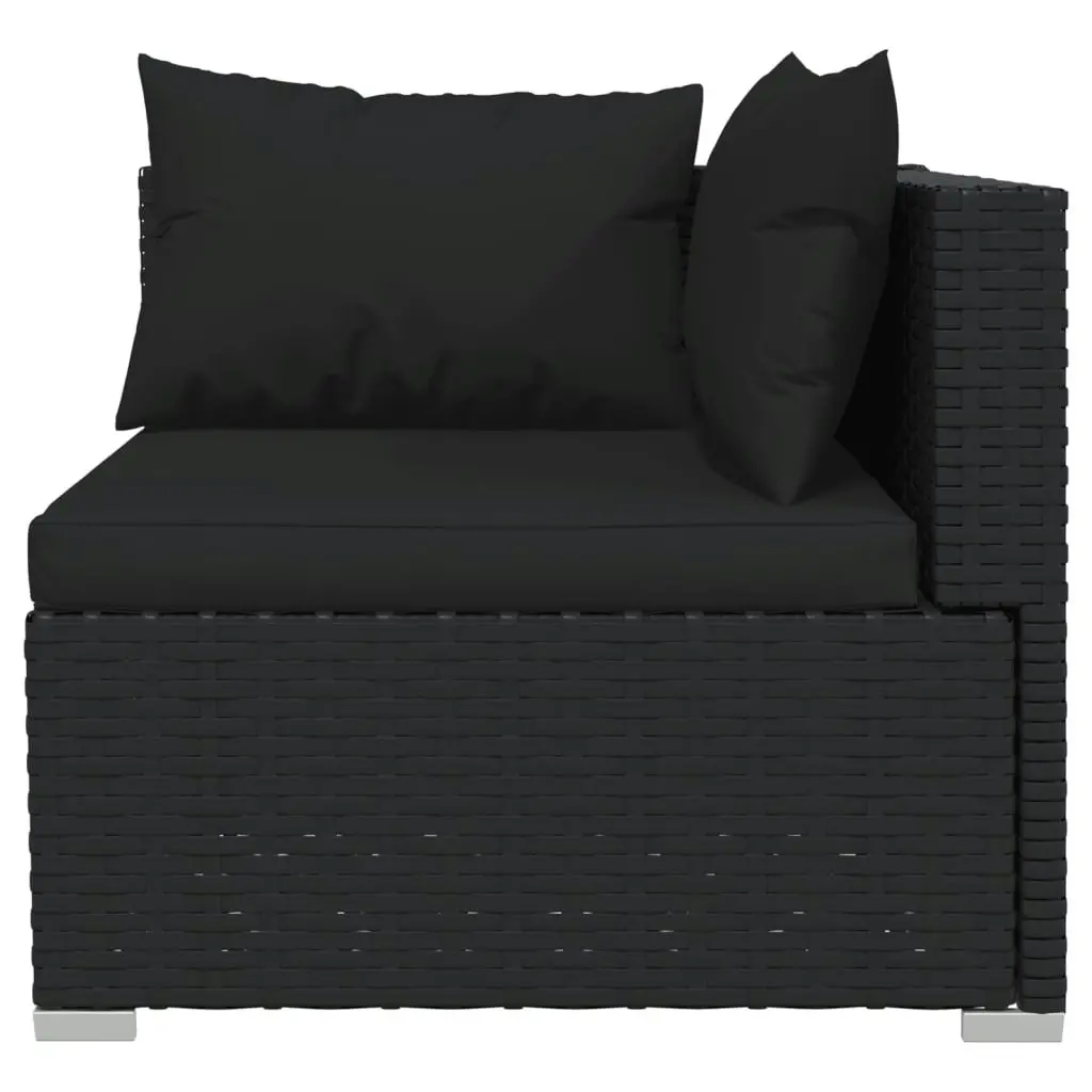 4 Piece Garden Lounge Set with Cushions Poly Rattan Black 3101416