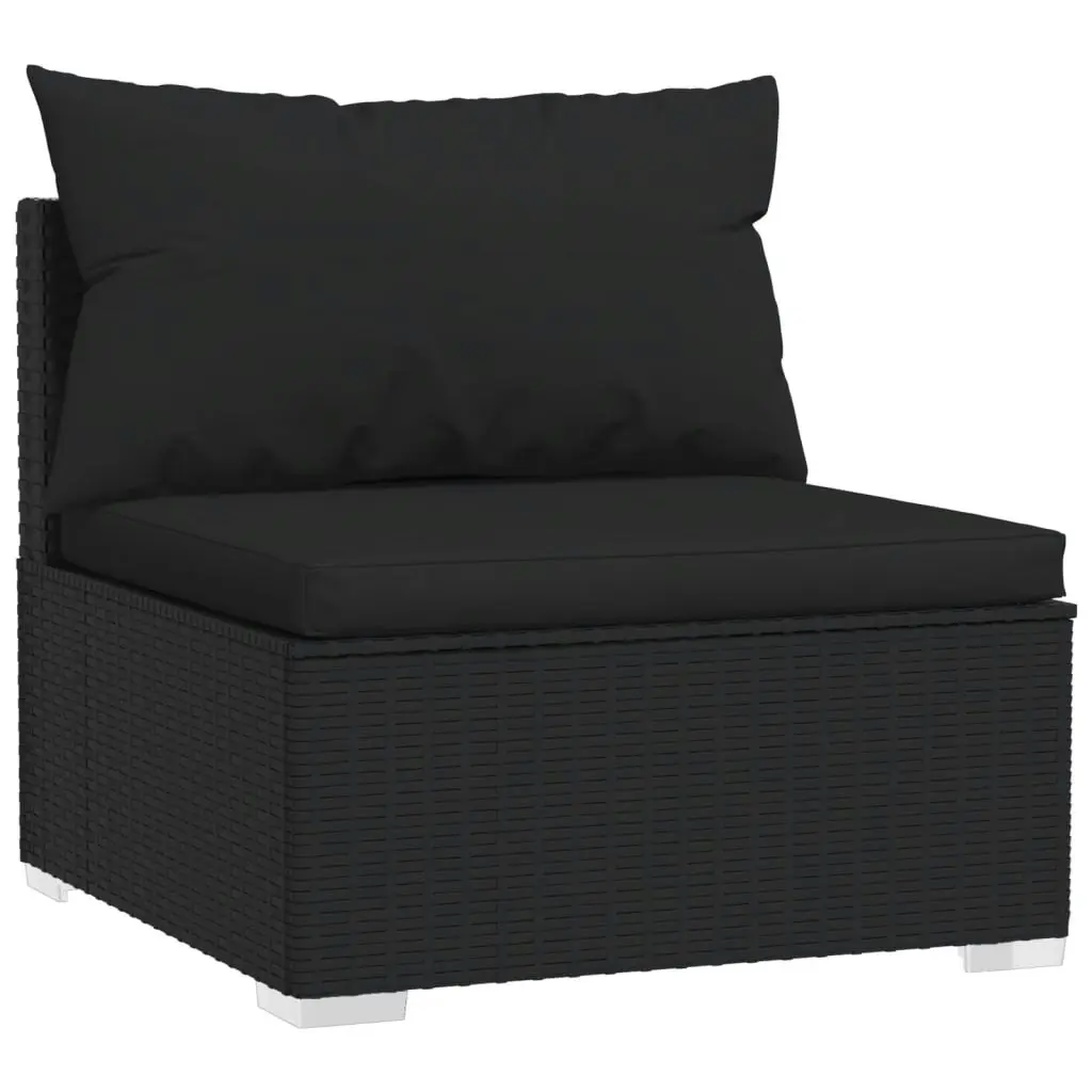 4 Piece Garden Lounge Set with Cushions Poly Rattan Black 3101416