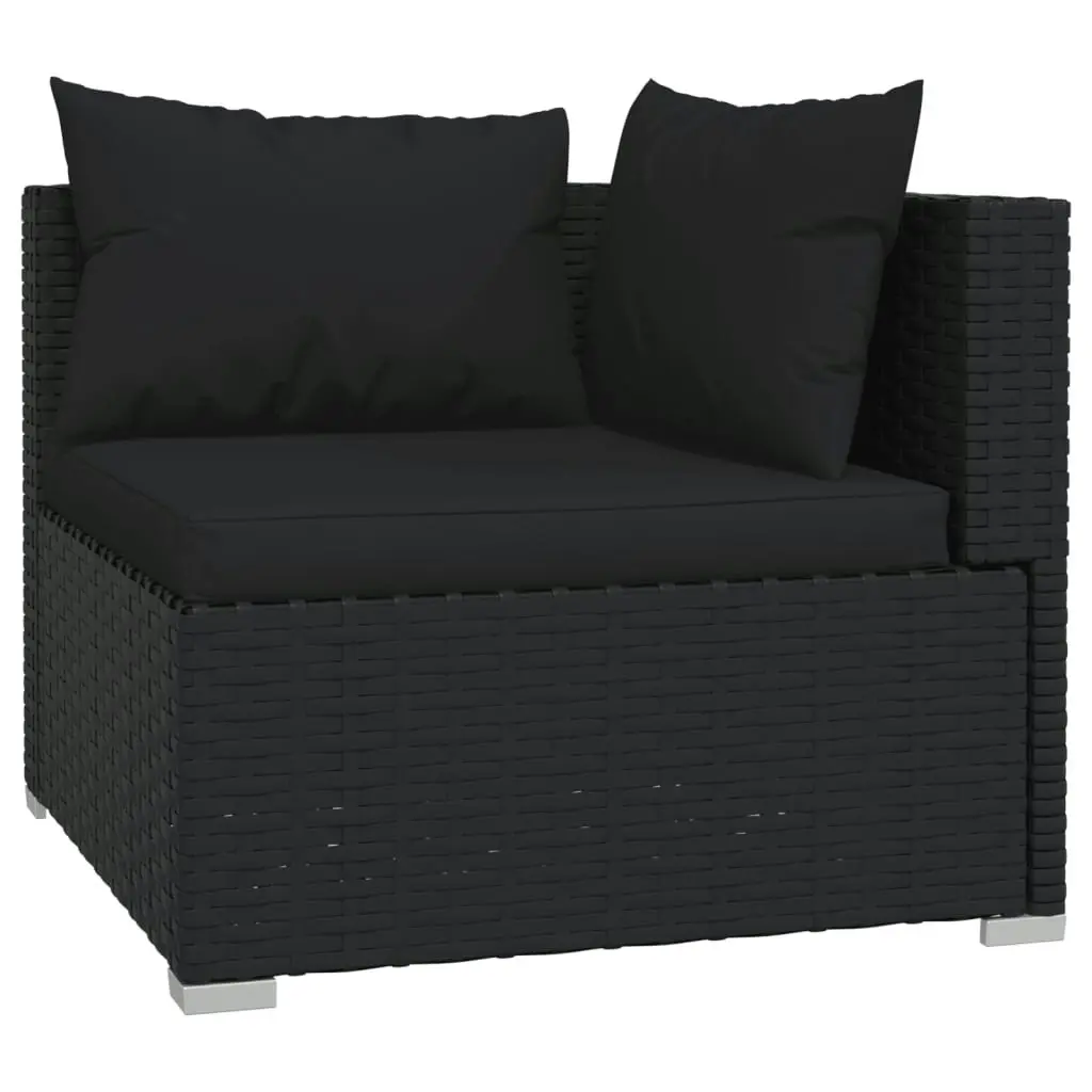 4 Piece Garden Lounge Set with Cushions Poly Rattan Black 3101416