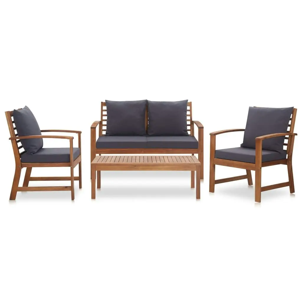 4 Piece Garden Lounge Set with Cushions Solid Acacia Wood 47284