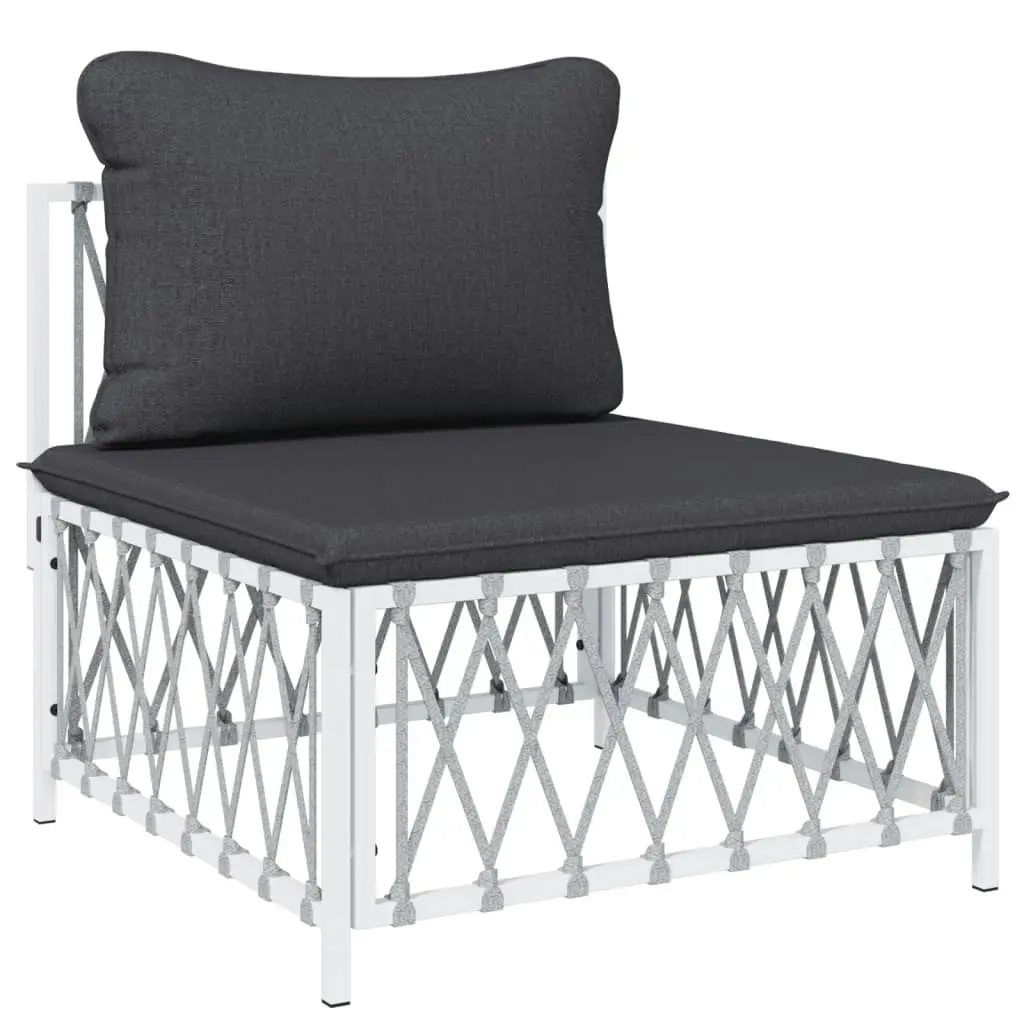 4 Piece Garden Lounge Set with Cushions White Steel 3186868