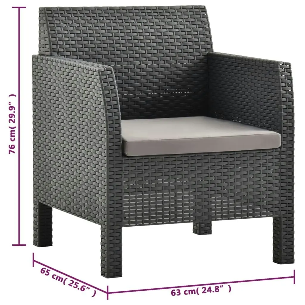 4 Piece Garden Lounge Set with Cushions PP Rattan Anthracite 3079676