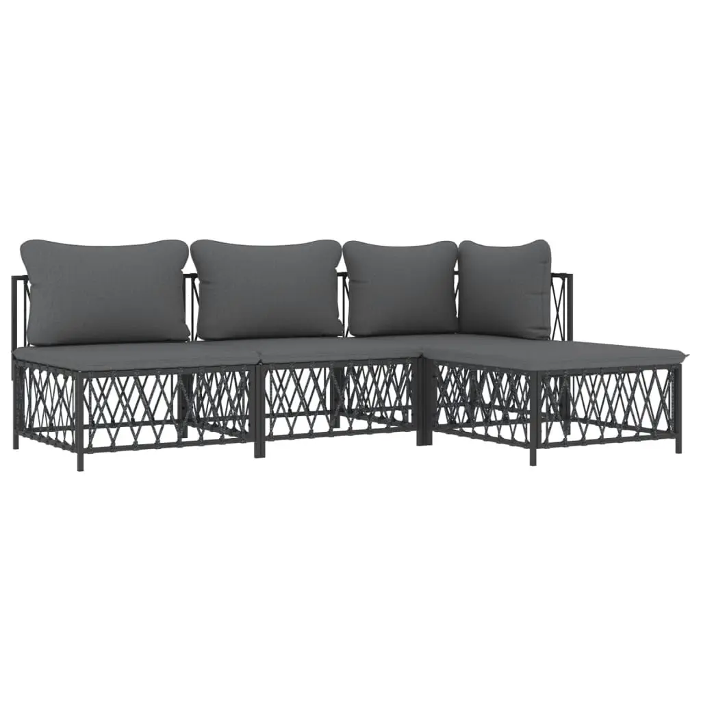 4 Piece Garden Lounge Set with Cushions Anthracite Steel 3186853