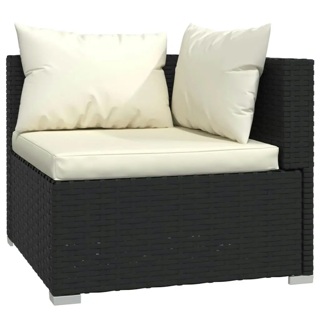 4 Piece Garden Lounge Set with Cushions Poly Rattan Black 3101423