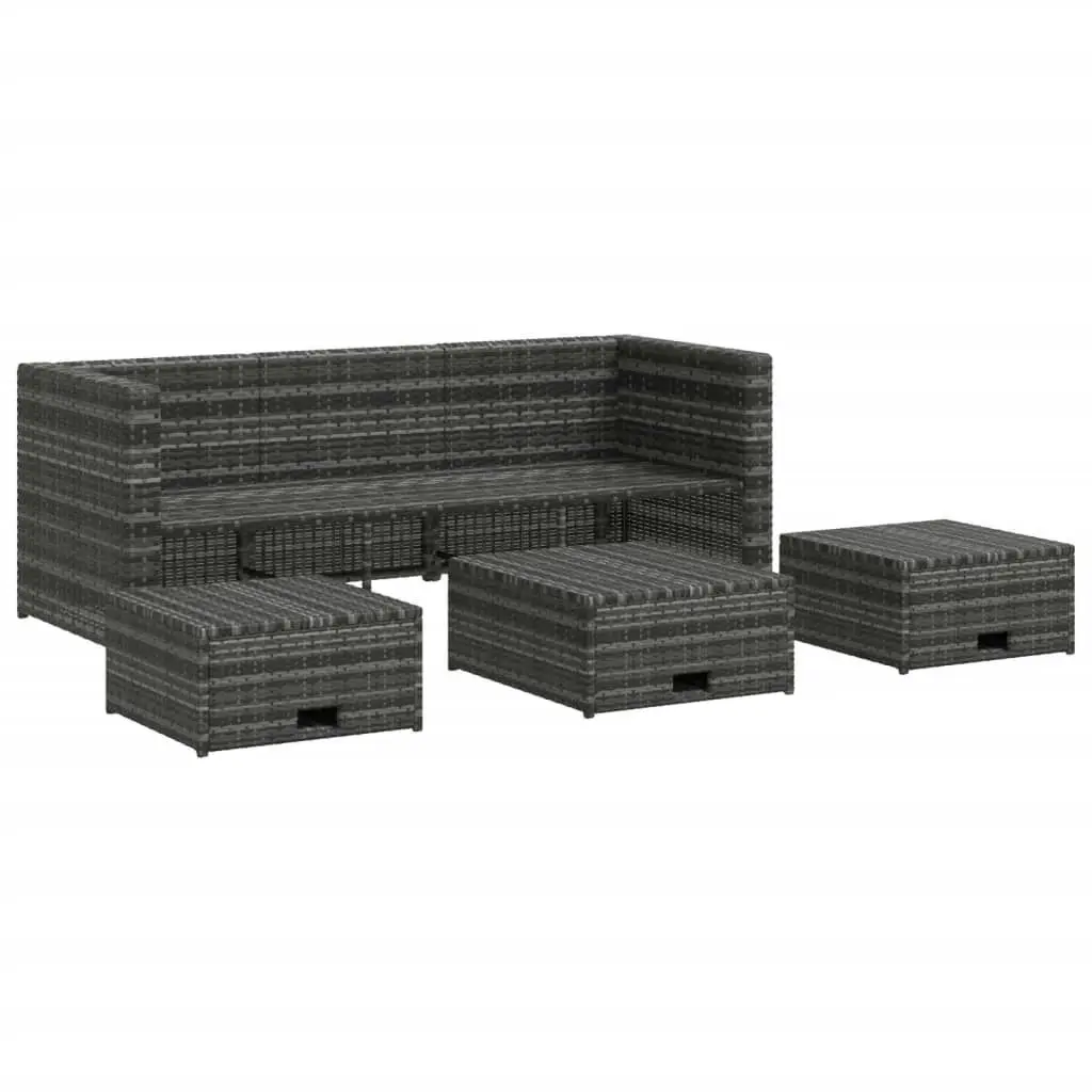 4 Piece Garden Lounge Set with Cushions Poly Rattan Grey 48145