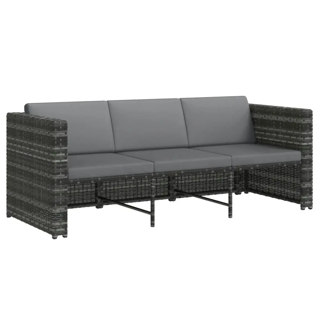 4 Piece Garden Lounge Set with Cushions Poly Rattan Grey 48145