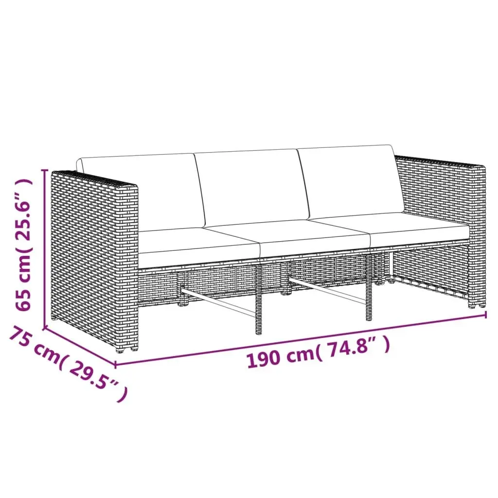 4 Piece Garden Lounge Set with Cushions Poly Rattan Grey 48145