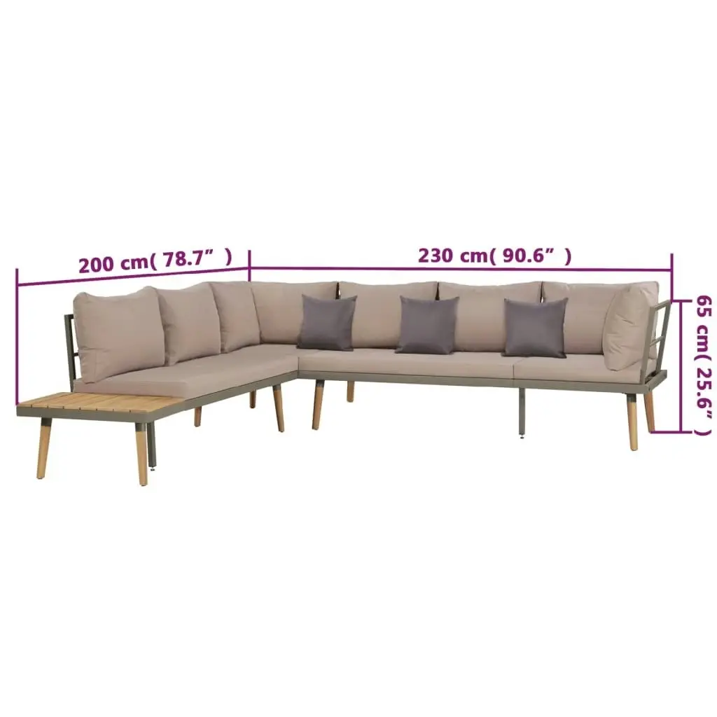 4 Piece Garden Lounge Set with Cushions Solid Acacia Wood Brown 44239