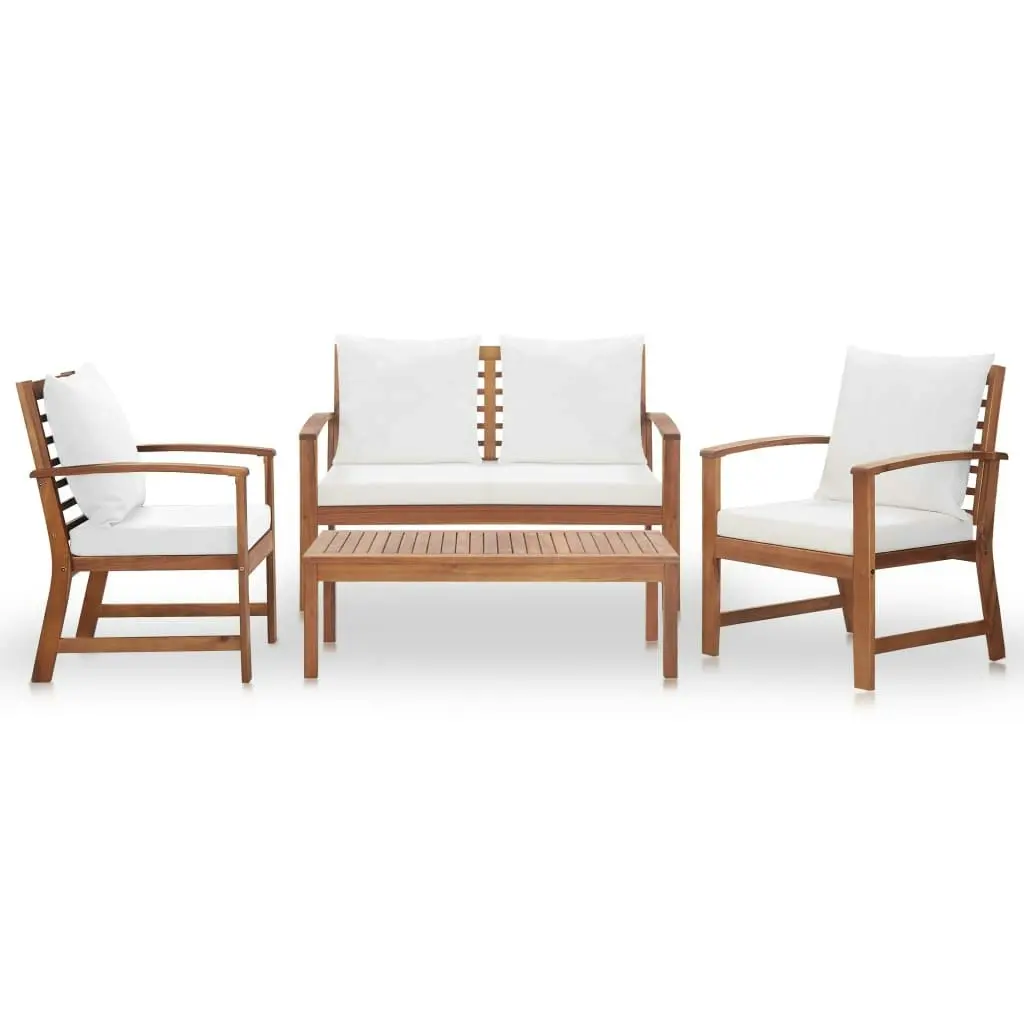 4 Piece Garden Lounge Set with Cushions Solid Acacia Wood 47283