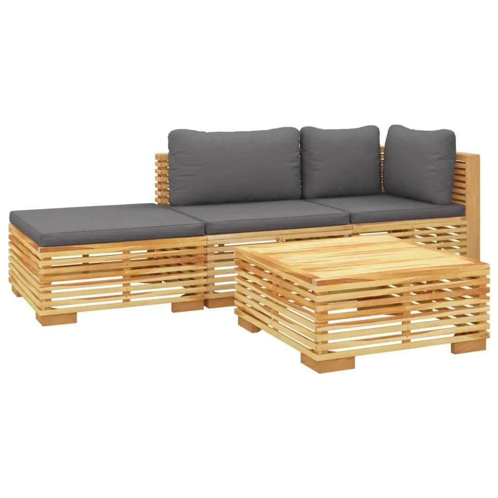 4 Piece Garden Lounge Set with Cushions Solid Wood Teak 3100912